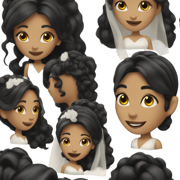 long-haired bride with black hair emoji