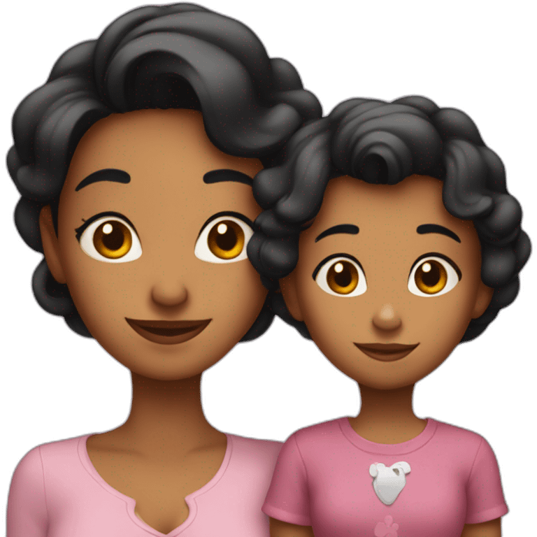 Mother and daughter with disney ears emoji