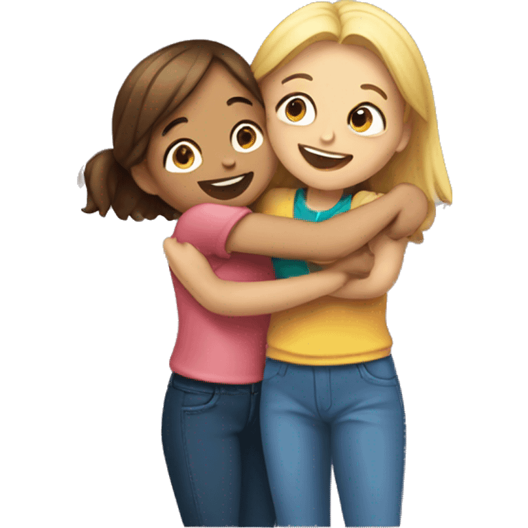 girl giving a hug to another girl emoji