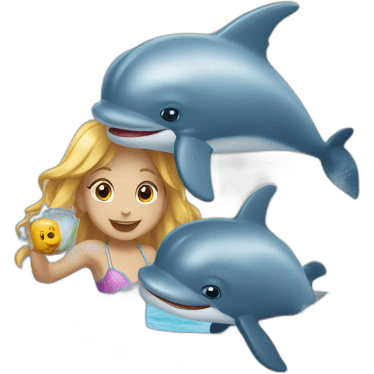 Nager avec des dauphins emoji