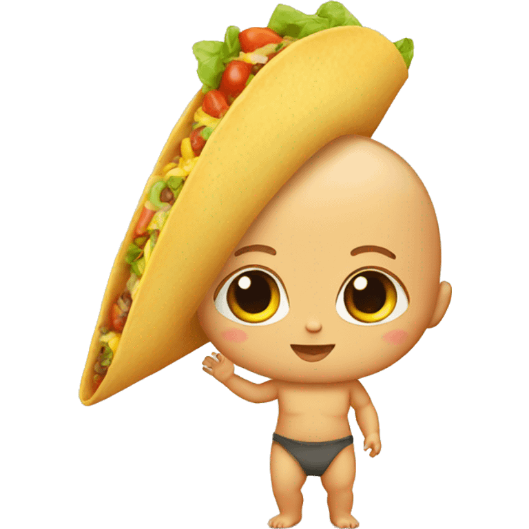 Baby with a giant taco emoji