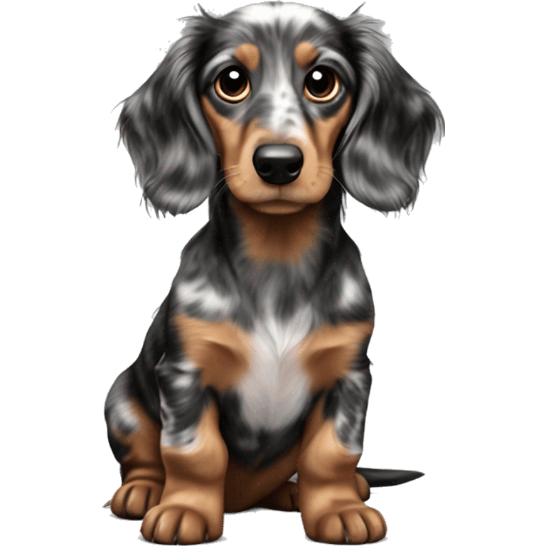 Tri Merle long haired Dachshund Puppy  emoji