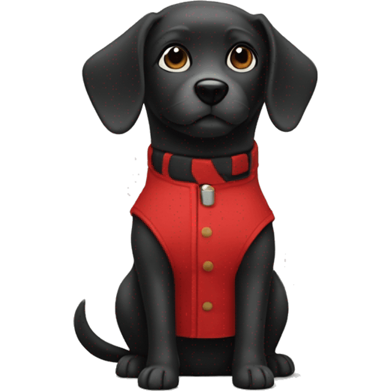 small black dog wearing red vest  emoji