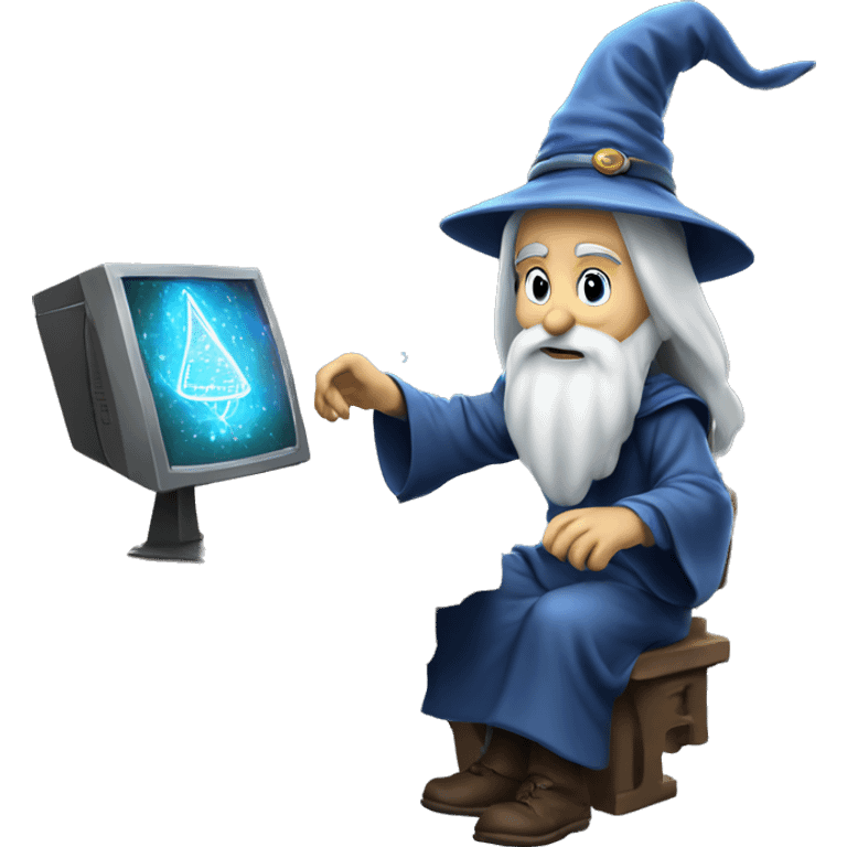 wizard coding computer with magic emoji