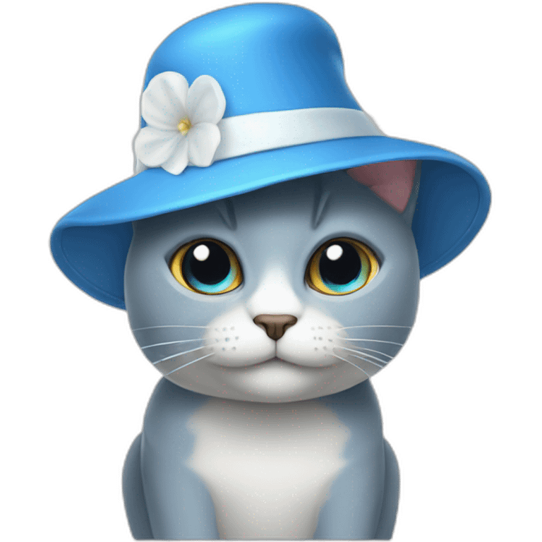 Blue Cat, White Mashroom Hat emoji