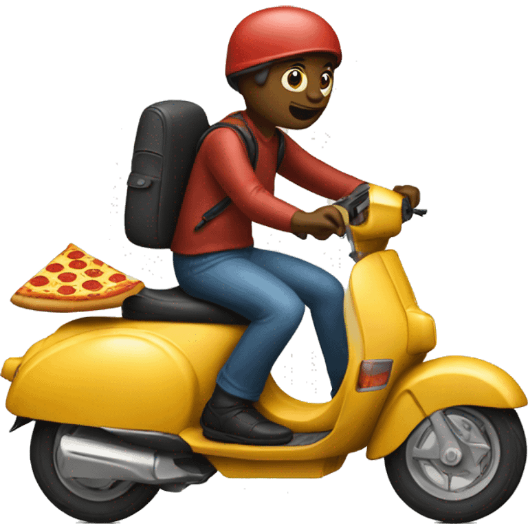 scooter with pizza riding it emoji