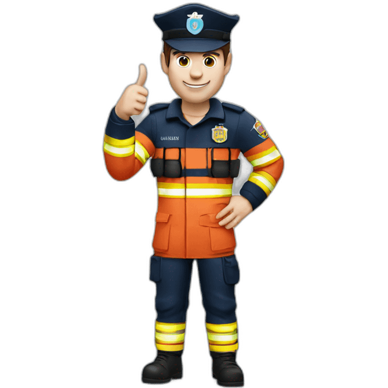 Lionel Messi firefighter with Argentine uniforme thumbs up emoji