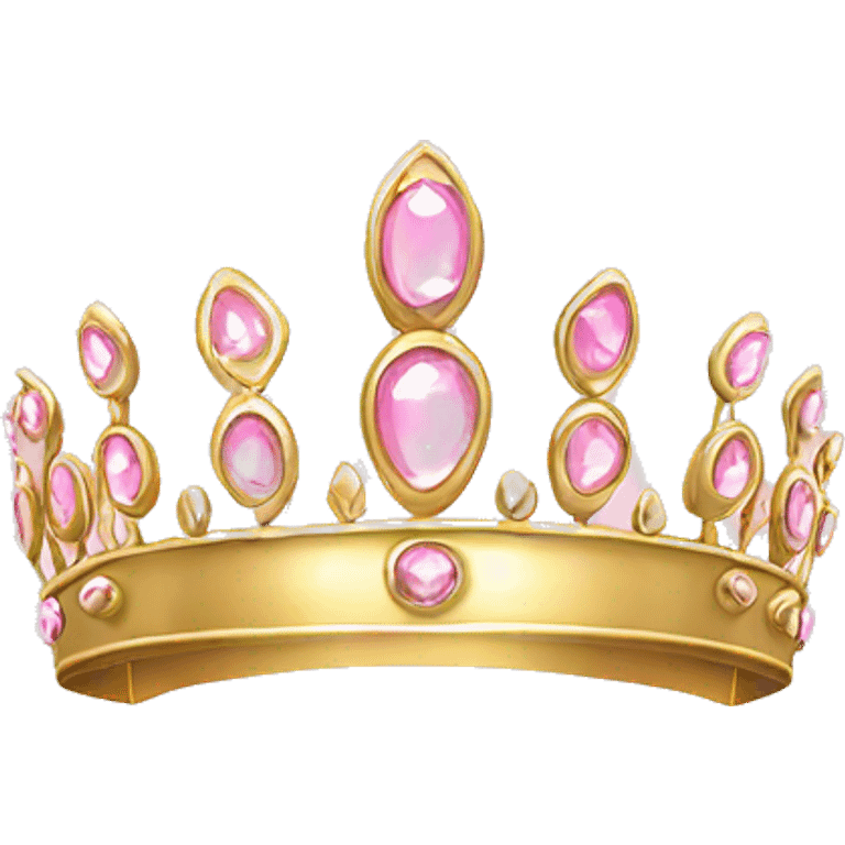 Gold tiara with light pink jewels emoji