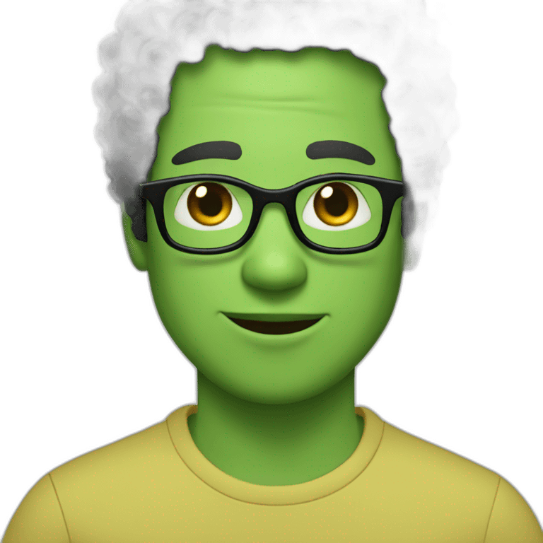 Light green shirt man with curly black hair and black glasses emoji