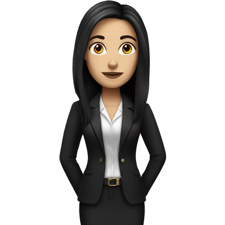 white woman with black long hair with lawyer clothes  emoji