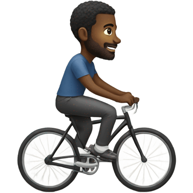 Black man riding bicycle on a foggy day  emoji