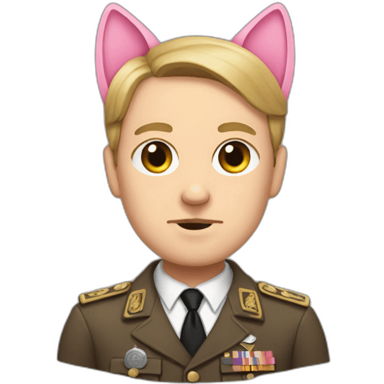 Hitler with pink flushy cat ears emoji