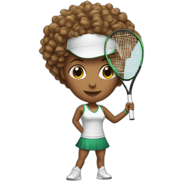 female tennis player with curly hair emoji