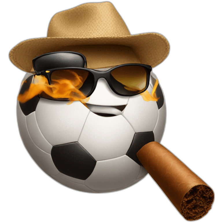 soccer ball wearing shades and smoking a cigar emoji