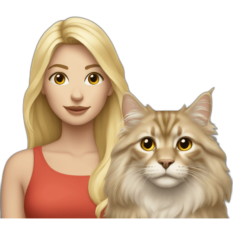 Blonde woman with with maincoon emoji