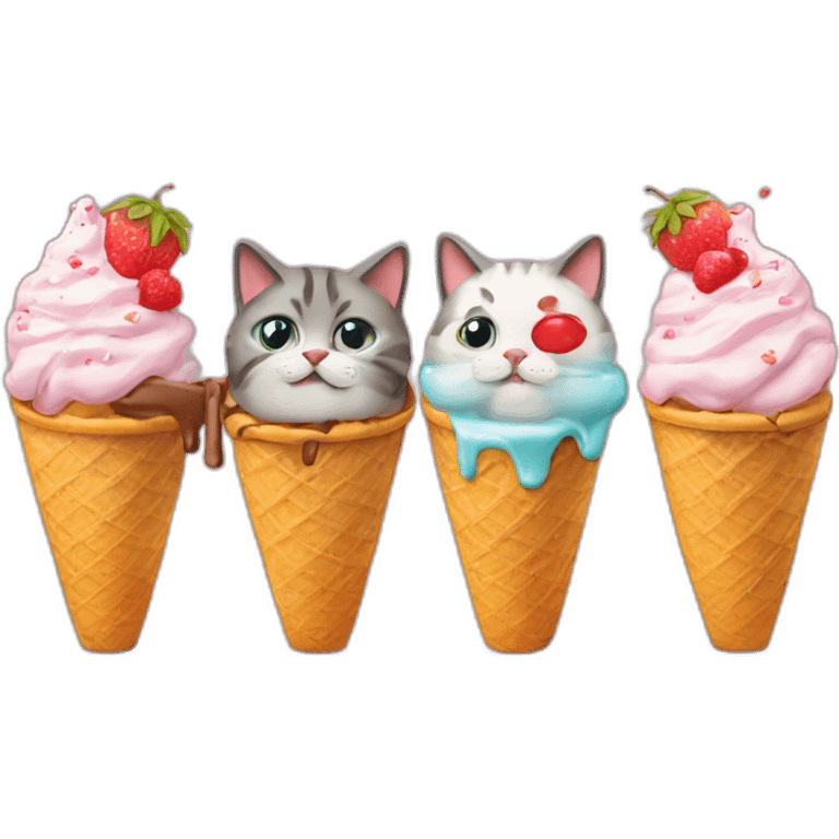 gatitos con helados emoji