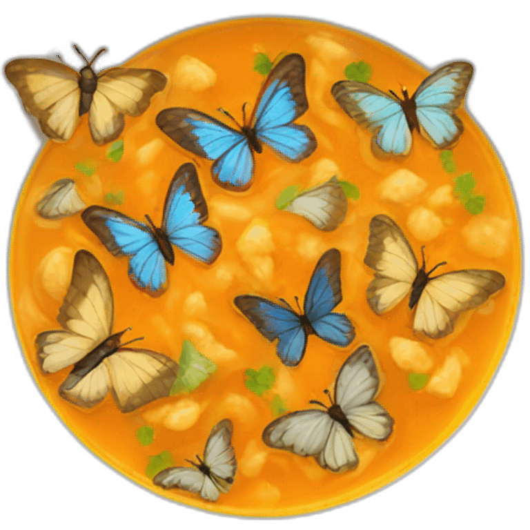 Butterflies cooked in a soup emoji