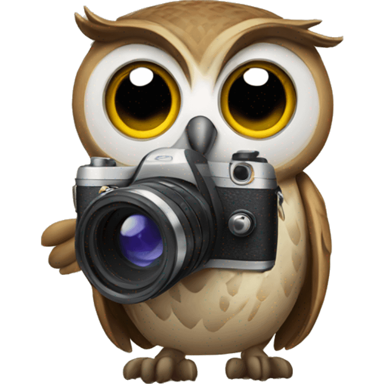 Owl with a camera emoji