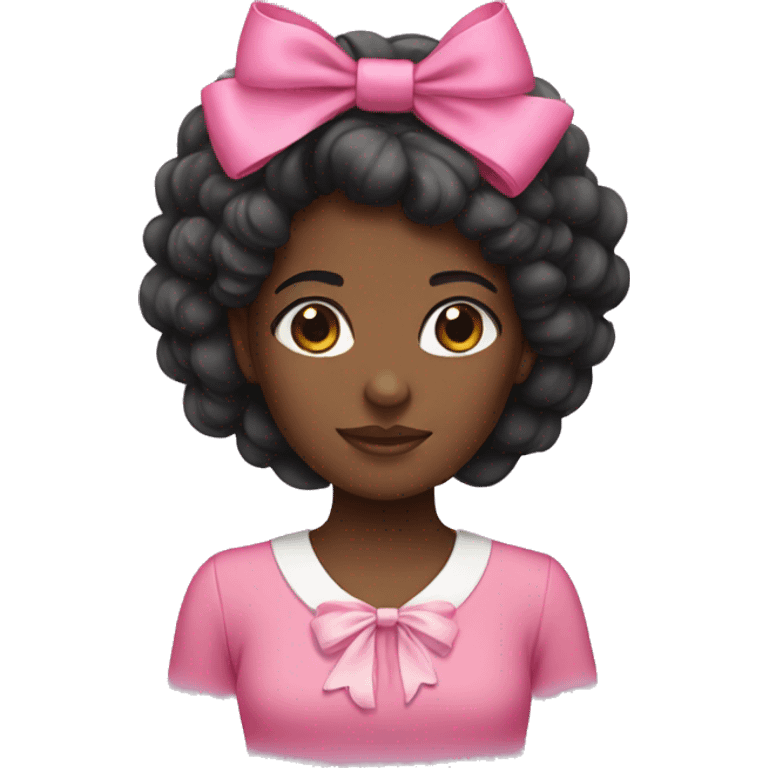 black girl wearing pink bow emoji