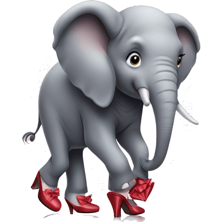 an elephant with high heels in a dress wearing very high heels emoji