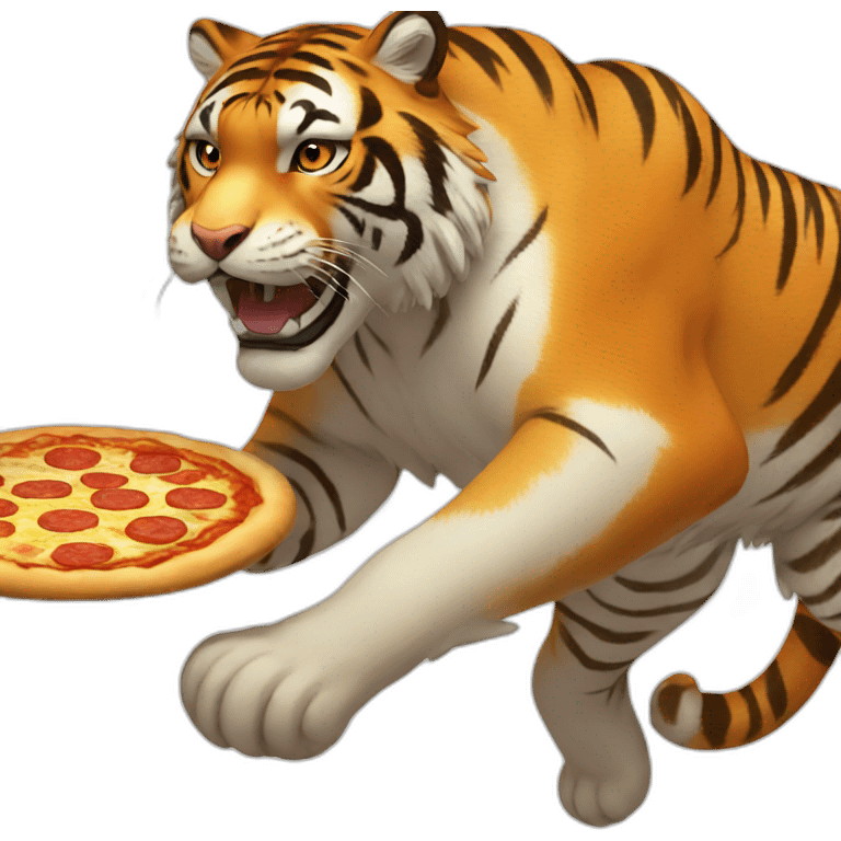 tiger running, pizza emoji