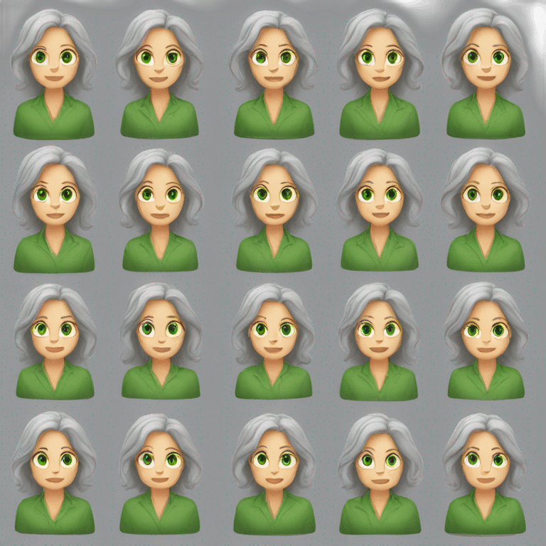 28 old women, white skin, long blond-brown hair, green eyes, red shirt in a gray jacket emoji