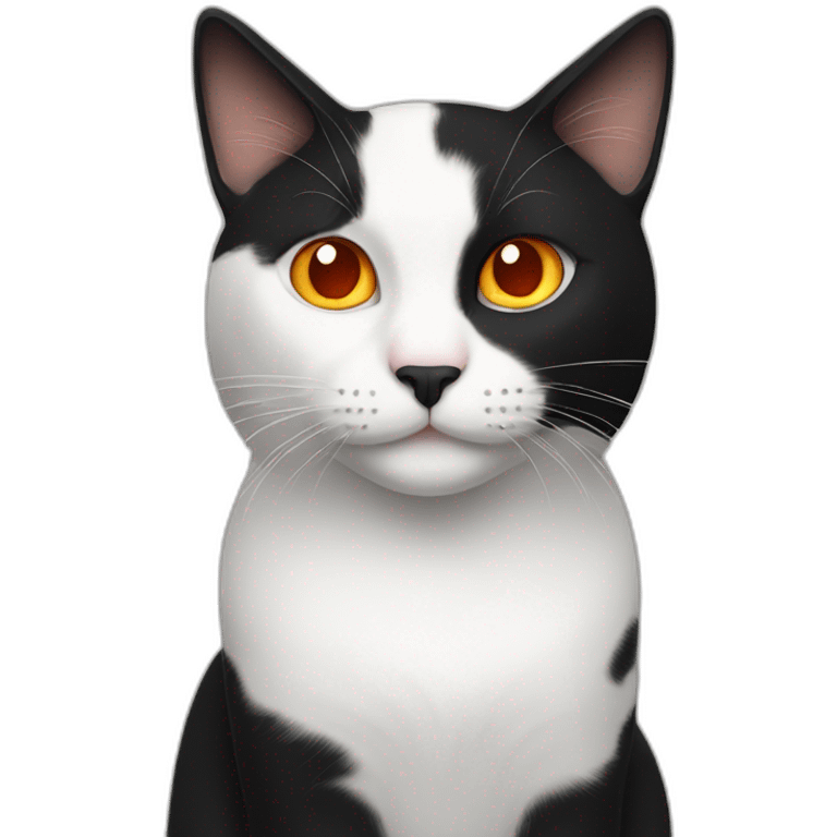 black and white cat with orange cat emoji