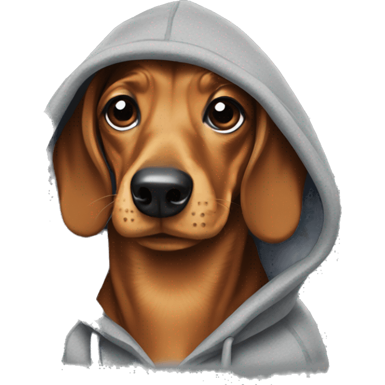 Dachshund wearing a hoodie emoji