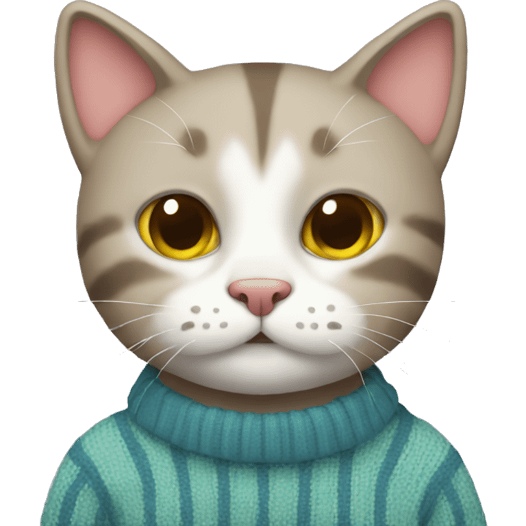 cat with sweater strips emoji