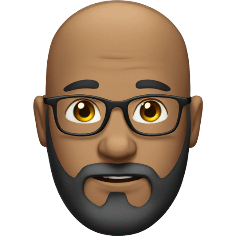 bald man in black shirt thinner face bushy beard blue eyes glasses emoji