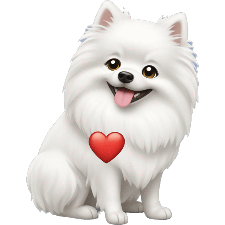 White german spitz sending heart emoji