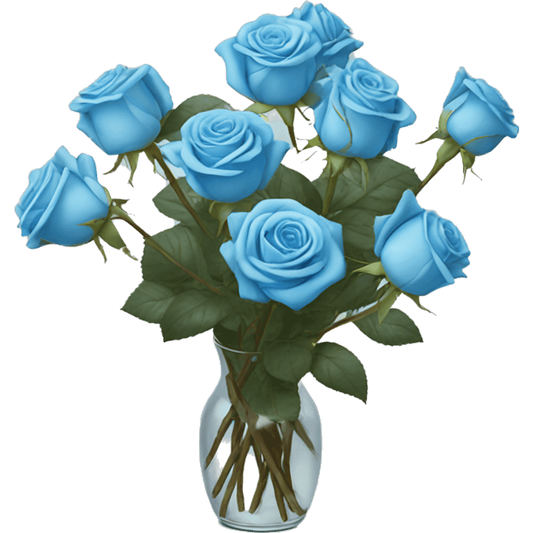 Sky blue rose bouquet still life emoji