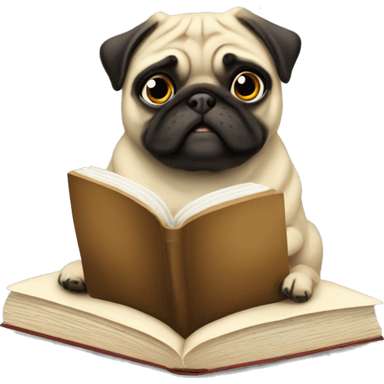 Pug with book emoji