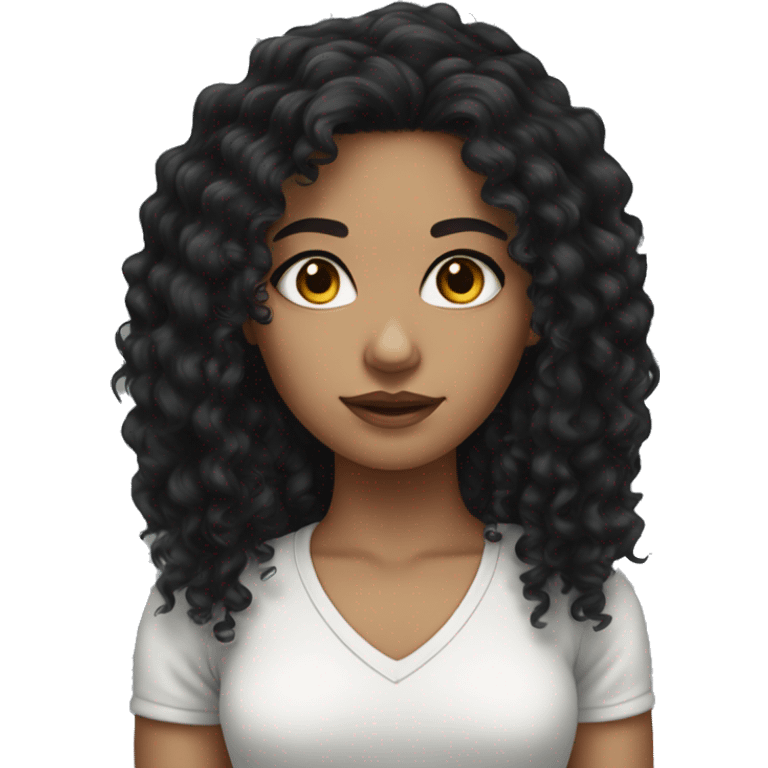 dark eyes girl long black curly hair with lashes emoji