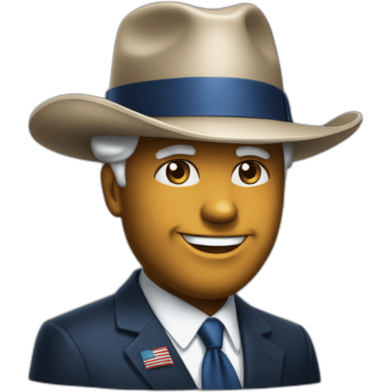 Delegue presidenrielle americaine avec le chapeau traditionel aux couleurs américaines emoji