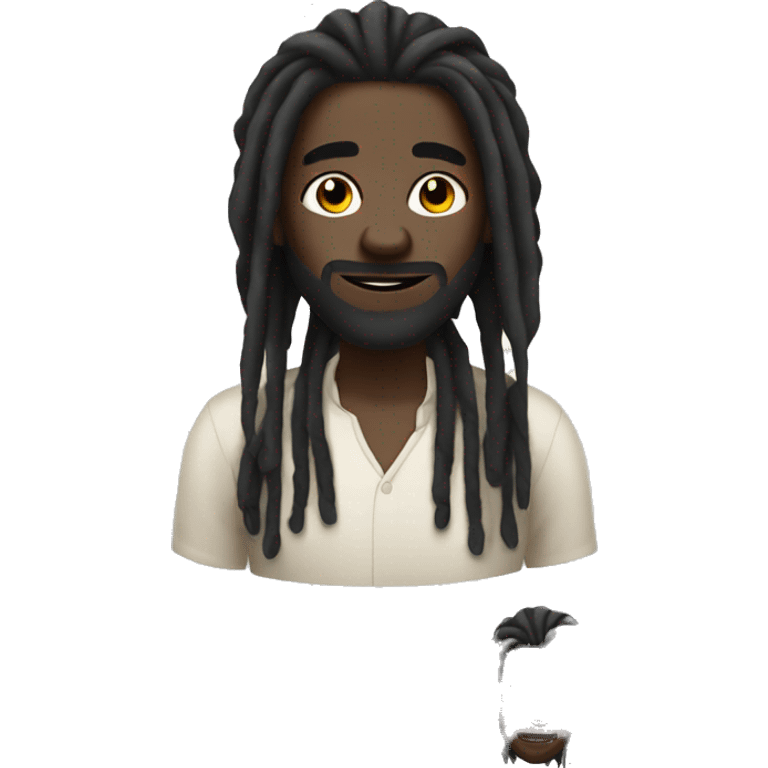 black skin tone dreadhead man emoji