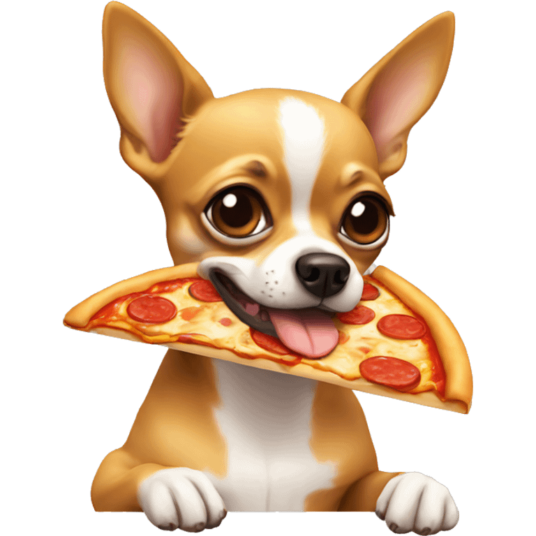 a chihuahua eats pizza emoji