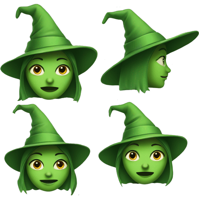 Green woman in witch hat emoji