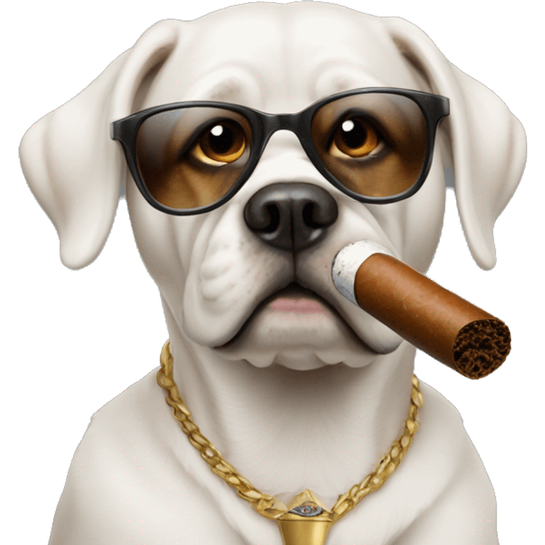 Dog wearing a top hot smoking cigar emoji