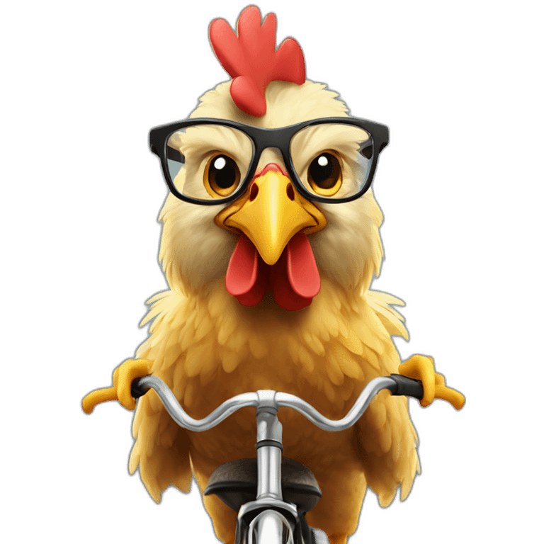 a German chicken with glasses on a bicycle emoji