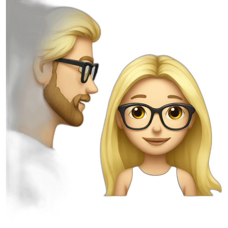 Blonde-daddy-with-glasses-and-beard-kissing-blonde emoji