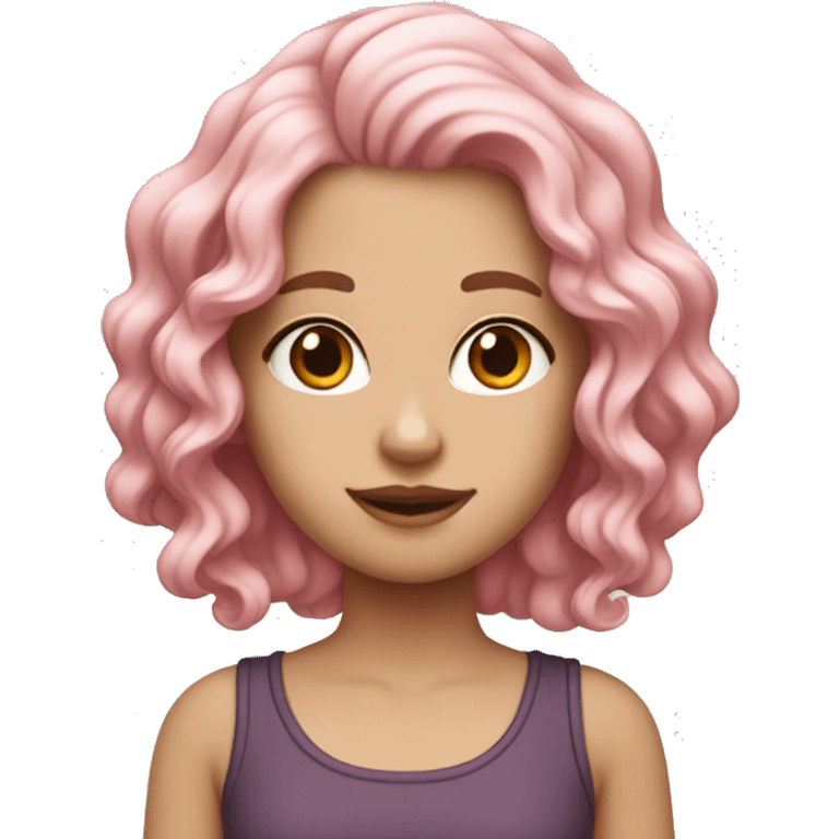 one white girl with wavy pink hair and brown eyes  emoji