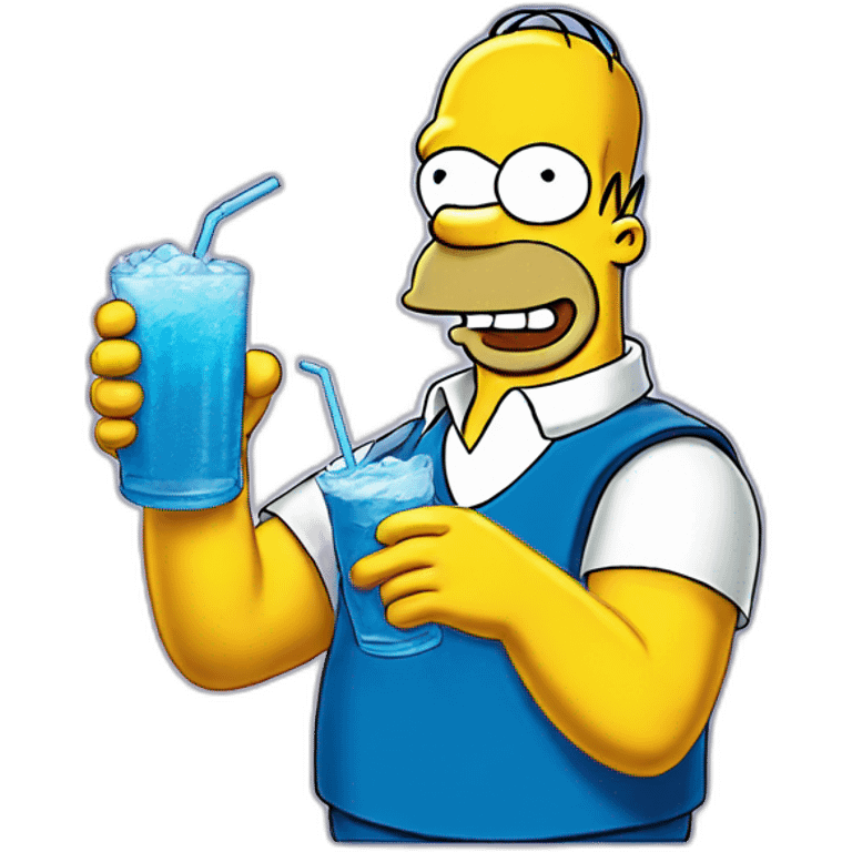 Homer simpson drink blue soda emoji