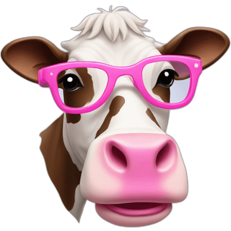 À cow with pink glasses and pink shoes emoji