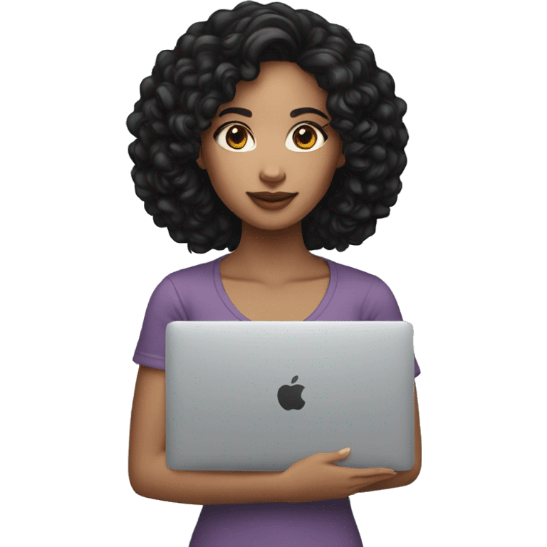 black-hair-lightskin-girls-with-MacBook emoji