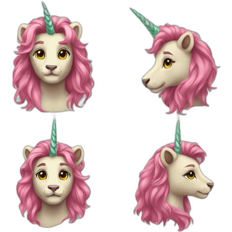 unicorn lion aurora emerald hair emoji