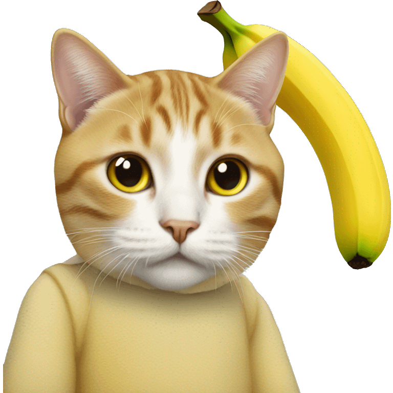 Cat wearing banana costume emoji