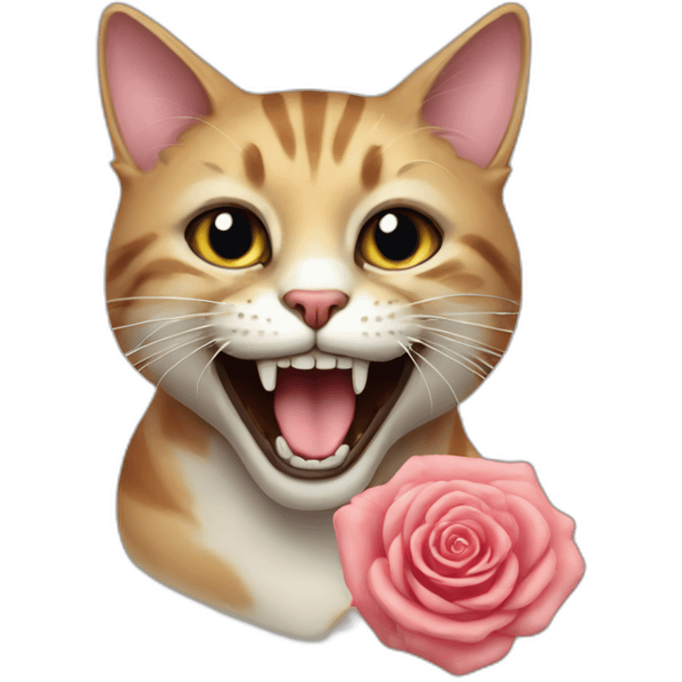 Cat with rose in his teeths emoji