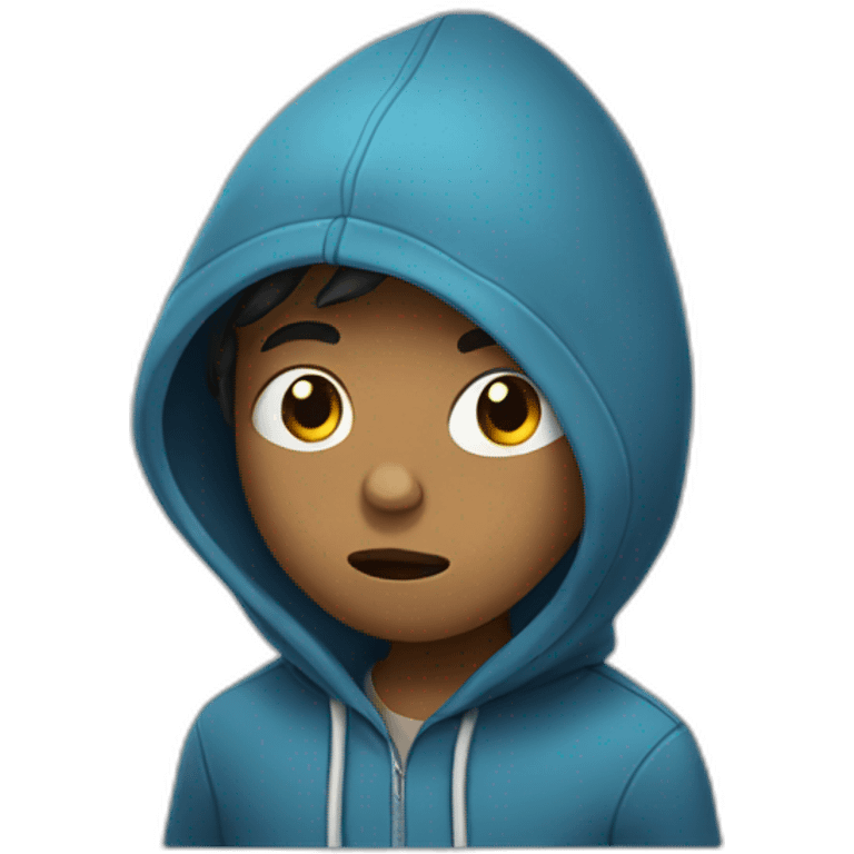 a boy with a hoodie that is listening to sad music emoji