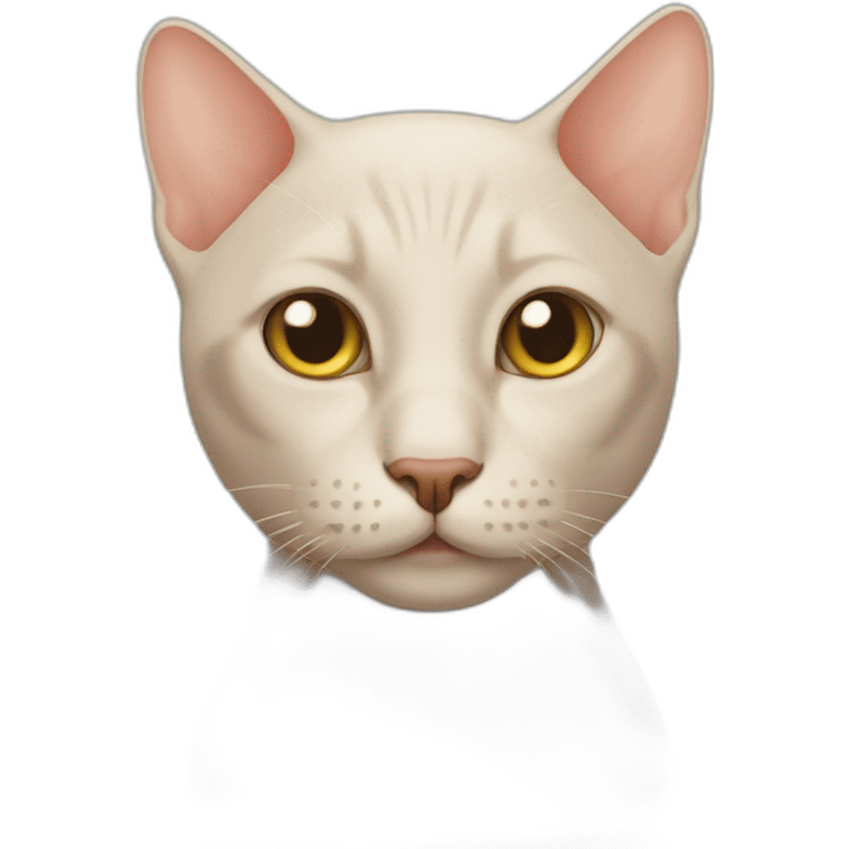 Bald cat without ears emoji